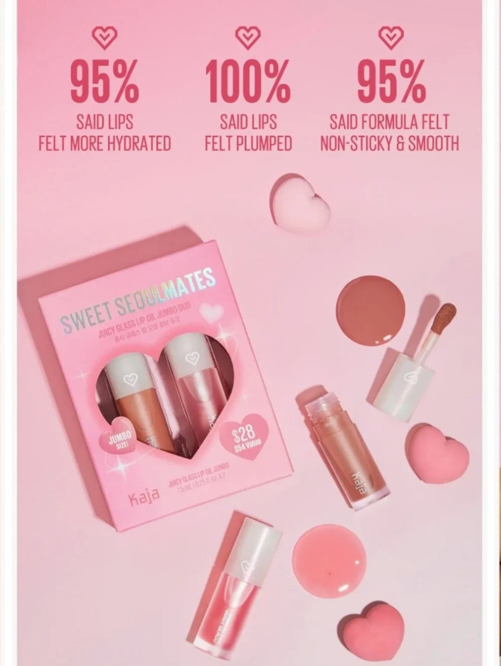 NIB Kaja Sweet Seoulmates Juicy Glass Lip Oil Jumbo Duo Set